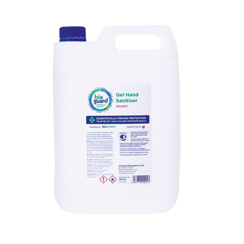 Bioguard Alcohol Hand Gel Sanitiser 5 Litre - BeSafe Supplies Ltd