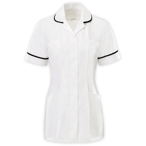 Healthcare Tunic White & Navy Piping - BeSafe Supplies Ltd