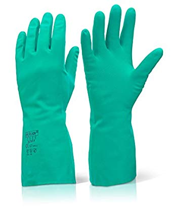 Flocked Lined Green Nitrile Gauntlet - Pair - BeSafe Supplies Ltd