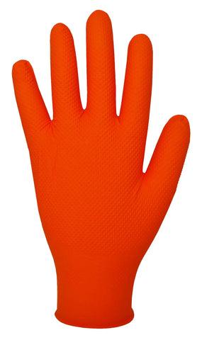 Extra Strong Diamond Grip Orange Nitrile Powder Free Gloves- Box of 100 - BeSafe Supplies Ltd