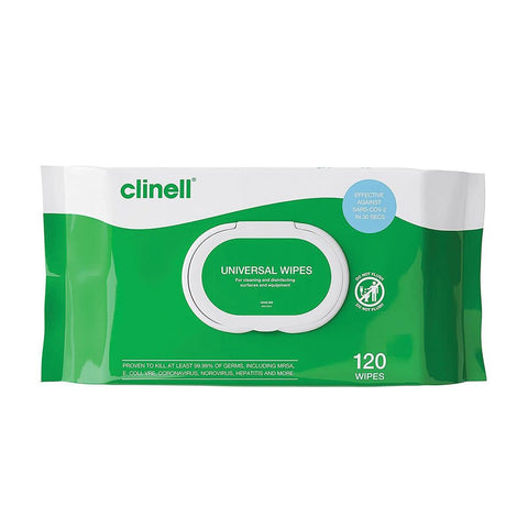 Clinell Universal Sanitising Wipes Pack - Pack of 120 - BeSafe Supplies Ltd