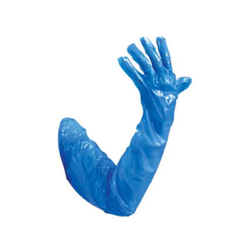 Blue Polythene Long Arm Gauntlets- Pack of 100 - BeSafe Supplies Ltd