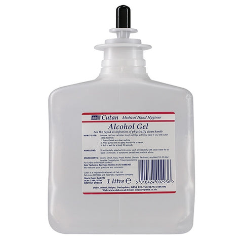 Deb Cutan Alcohol Hand Gel Sanitiser 1L Cartridge - BeSafe Supplies Ltd