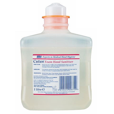Deb Cutan Foam Alcohol Hand Sanitiser 1L Cartridge - BeSafe Supplies Ltd
