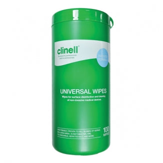 Clinell Universal Sanitising Wipes Tub - Tub of 100 - BeSafe Supplies Ltd