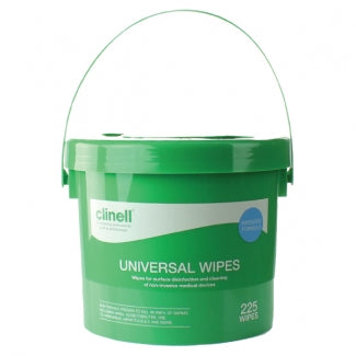 Clinell Universal Sanitising Wipes - Bucket of 225 - BeSafe Supplies Ltd
