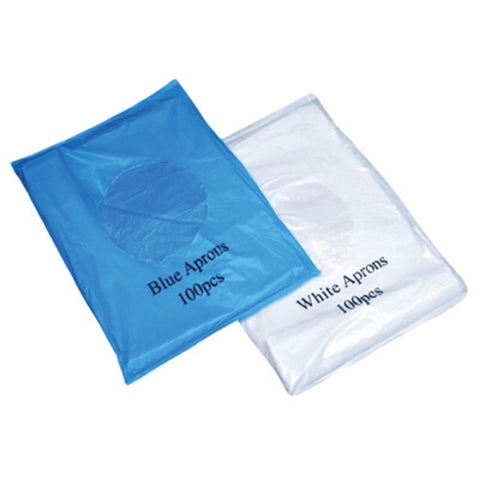 Value Flat Pack Aprons White / Blue - Pack of 100 - BeSafe Supplies Ltd