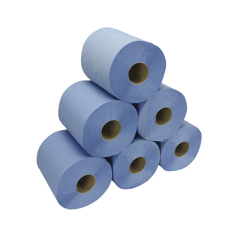 Value 2 Ply Blue Centrefeed Rolls - Case of 6 - BeSafe Supplies Ltd