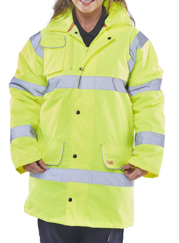 Hi Viz Fleece Lined Traffic Jacket Yellow - BeSafe Supplies Ltd